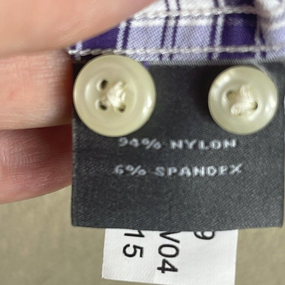 Peter Millar Summer Comfort Mens L Long Sleeve Button Up Shirt Purple Plaid - Picture 8 of 13
